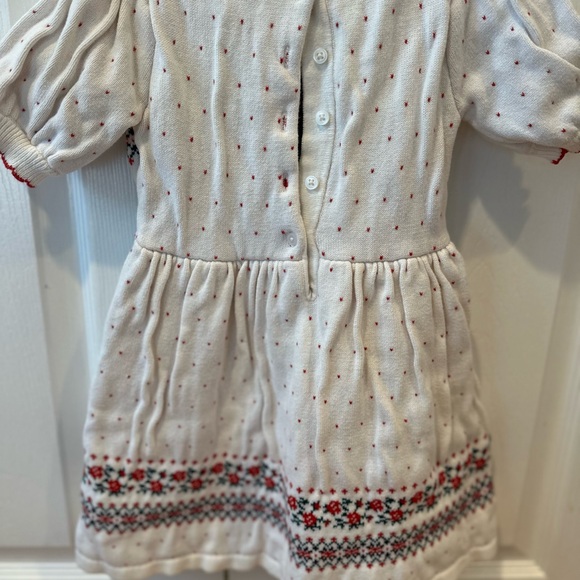 Janie and Jack White and Red A-line Dress with Puff Sleeves and Peter Pan Collar - Picture 3 of 5